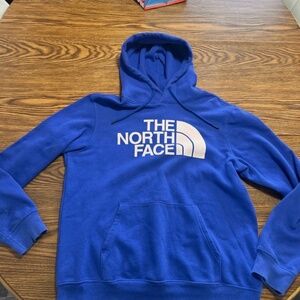 North Face hoodie Blue with white lettering Size Medium